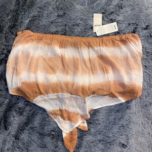 NWT Aerie Brown Tie Dye Tube Bandana Stretch Top